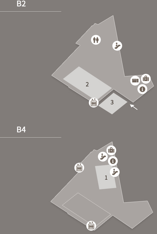 B2(地下2层), B4(地下4层) 艺术剧场位置图面
